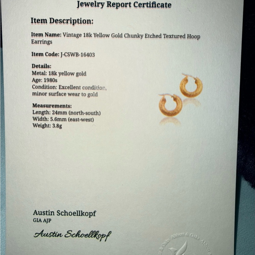solidly made out of all 18k yellow Gold, These are certified,VintageTextured 18k